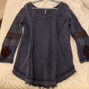 Free People blue scoop neck top